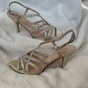 Shimmering Gold Strappy Heels